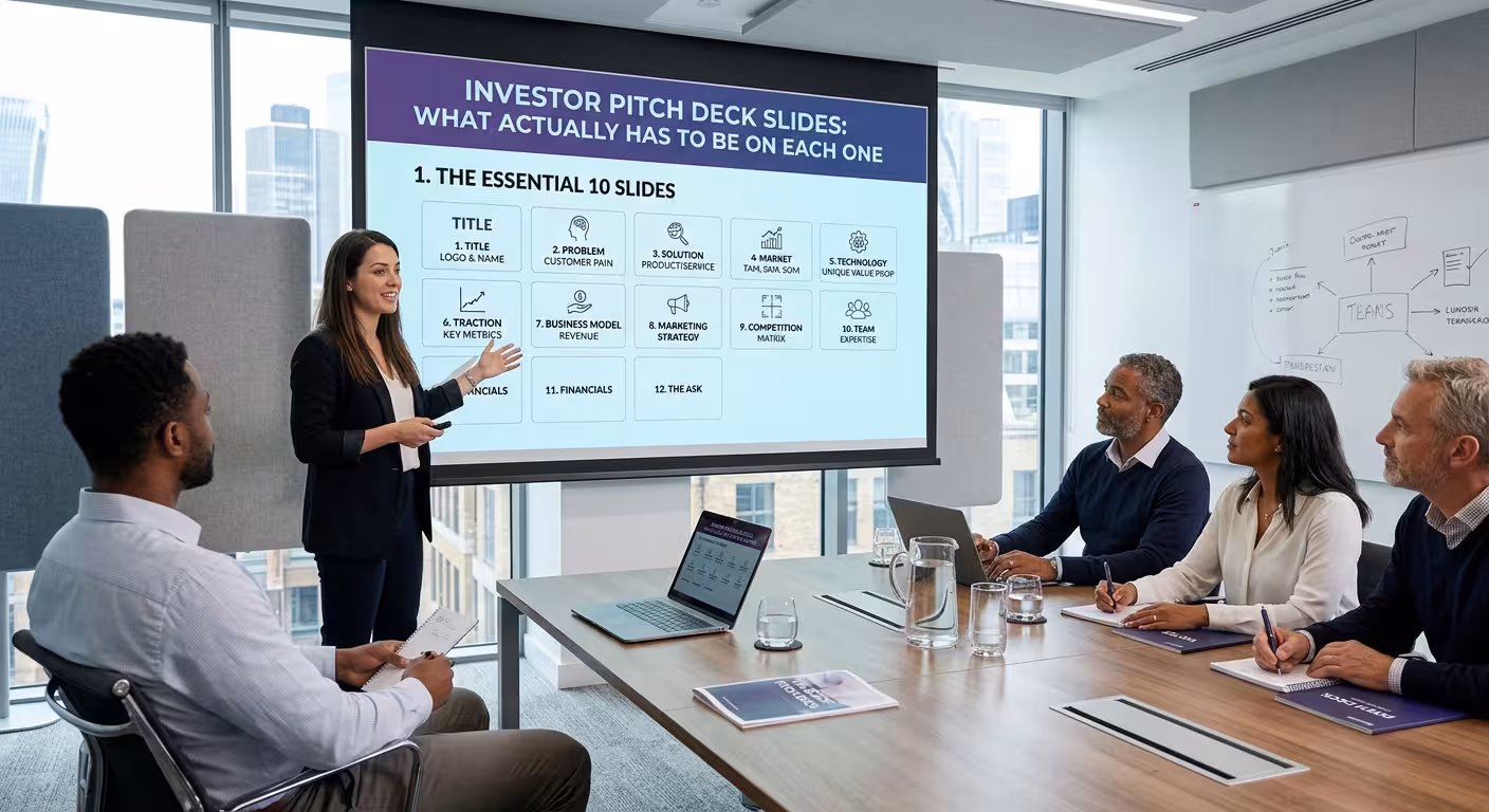 Investor Pitch Deck Slides: What Actually Has to Be on Each One