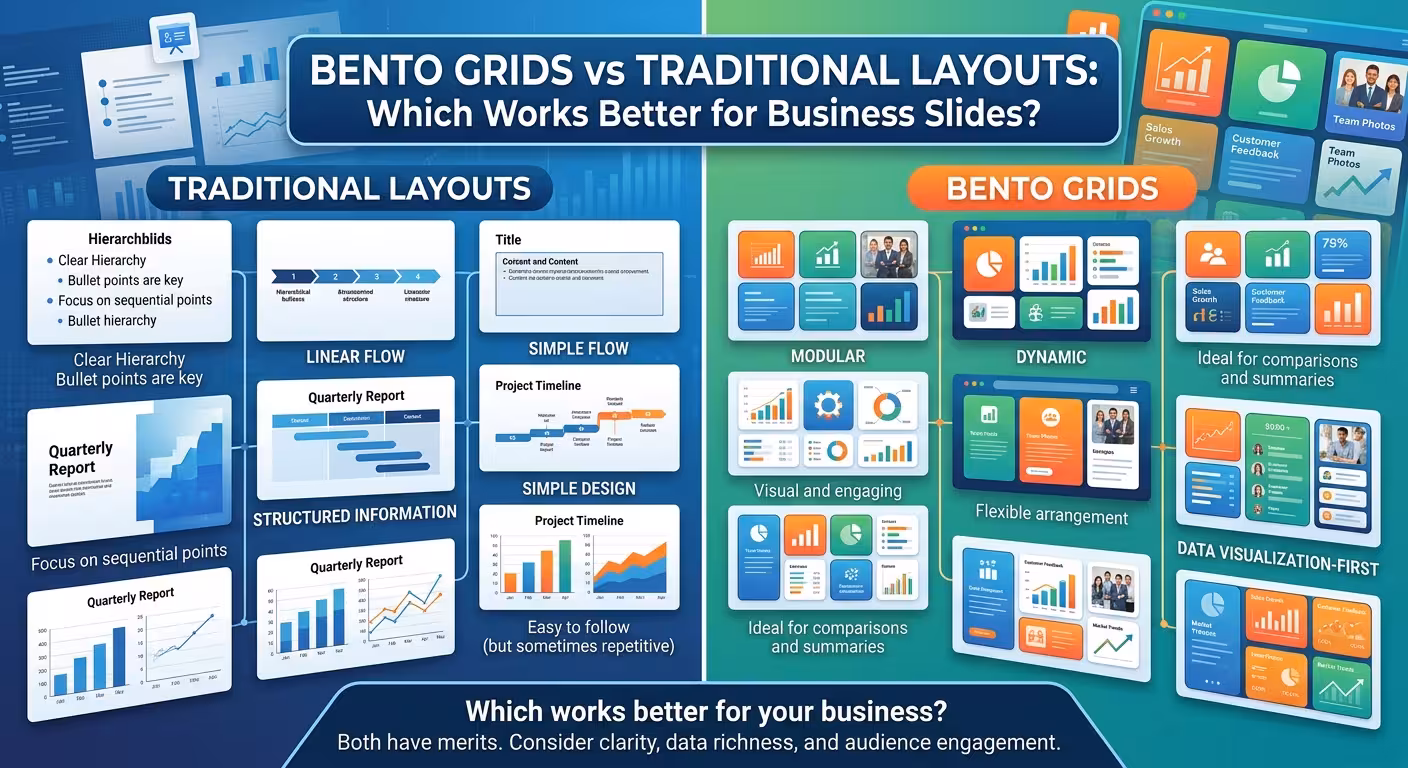 Bento Grids vs Traditional Layouts: Which Works Better for Business Slides?