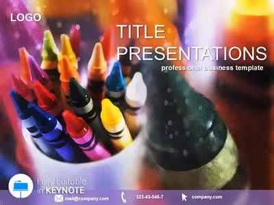 Vibrant Kids` Colored Pencils Keynote Template