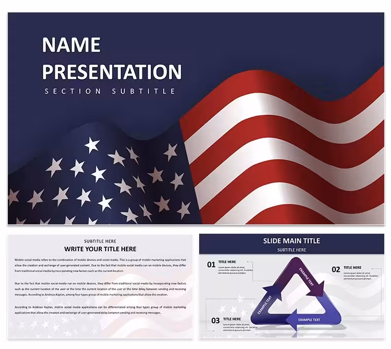 Patriotic American Keynote Template | 28 Editable Diagrams in 7 Color Schemes - Instant Download