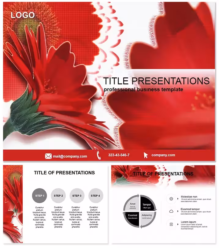 Vibrant Red Wild Flower Keynote Template