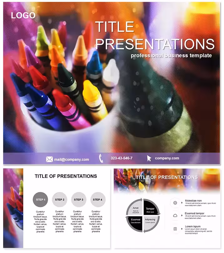 Vibrant Kids` Colored Pencils Keynote Template