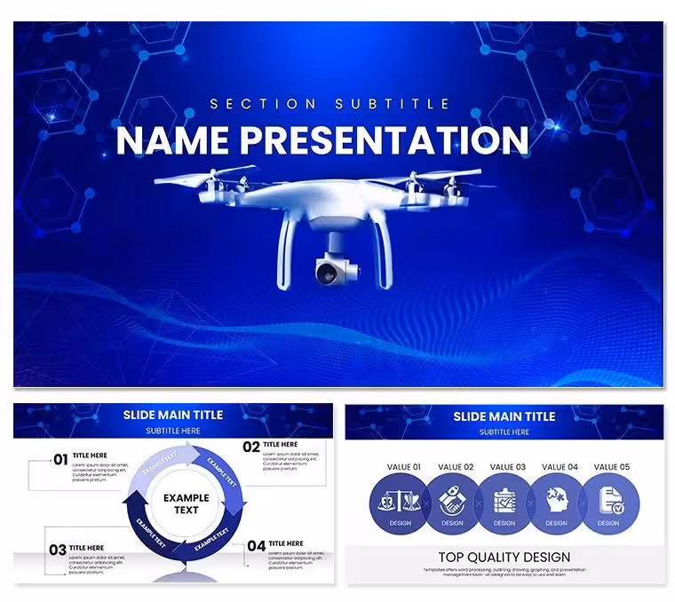 Background Flying Drone PowerPoint Template: Elevate Every Slide