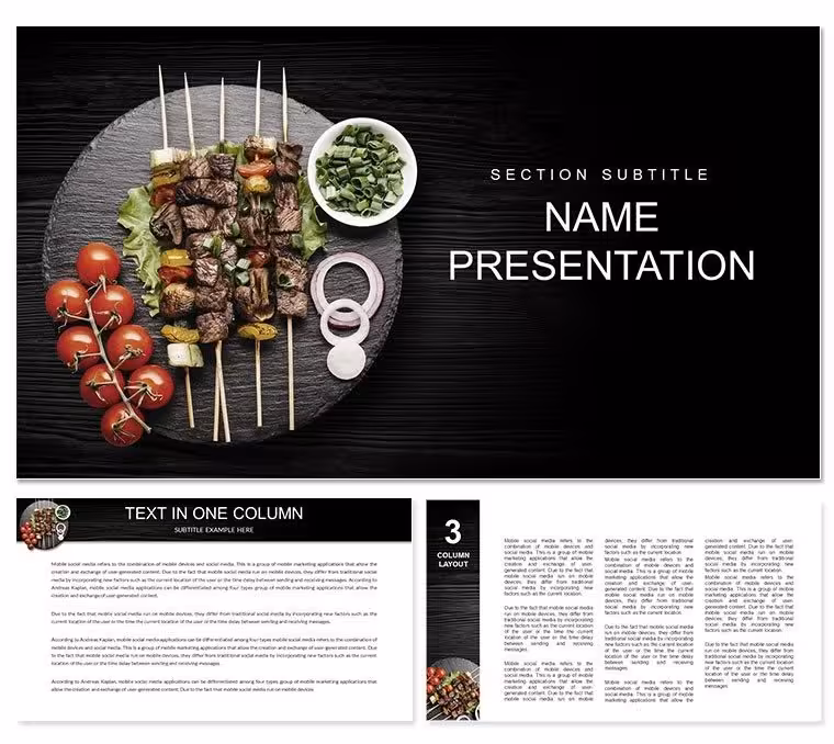 Skewers Recipe PowerPoint Template Presentation