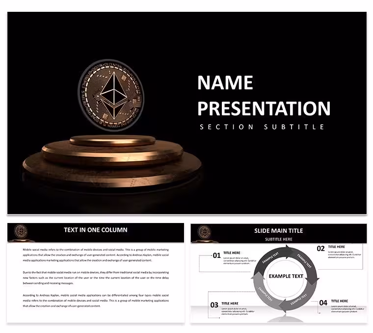Ethereum Cryptocurrency and Blockchain PowerPoint Template: Mine Insights from Data Depths