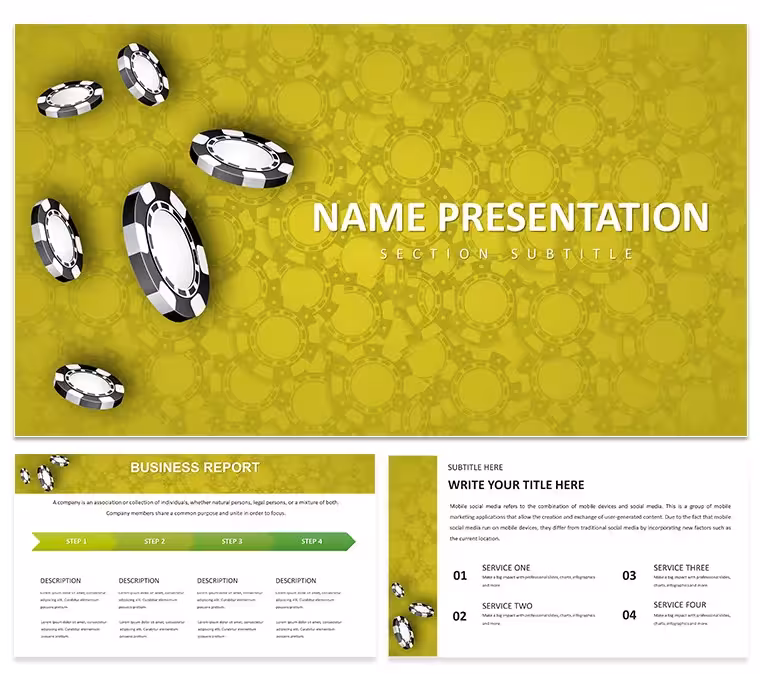 Many Chips Casino Background PowerPoint Template for Presentations