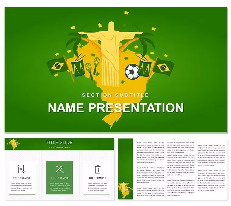 Brazil Travel Guide PowerPoint Template: Chart Paths to Paradise