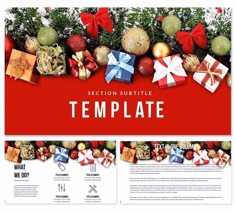 Original Christmas and New Year Gifts PowerPoint Template: Infuse Holiday Magic into Your Slides