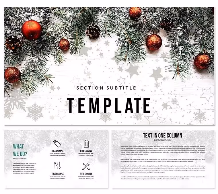 New Years Snowflakes, Toys, Christmas Tree Decoration PowerPoint templates