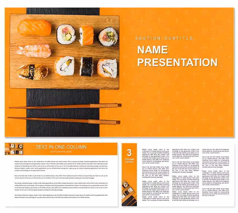 Sushi Rolls Recipes PowerPoint Template | Download Now