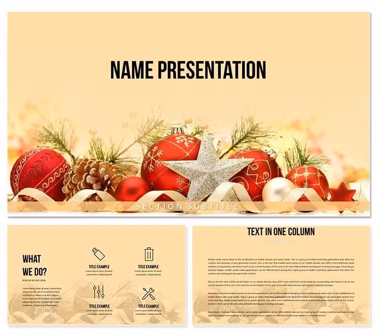 Holiday Christmas Decorations PowerPoint Template - Download Free