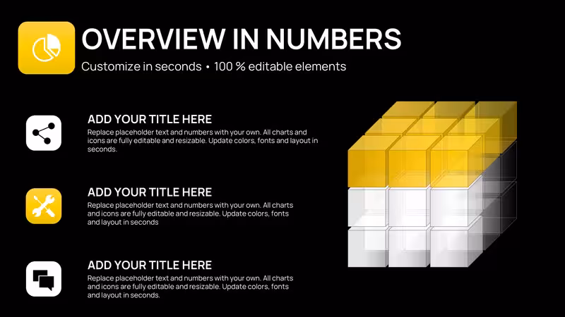 Editable 3D Cubes Charts PowerPoint Template