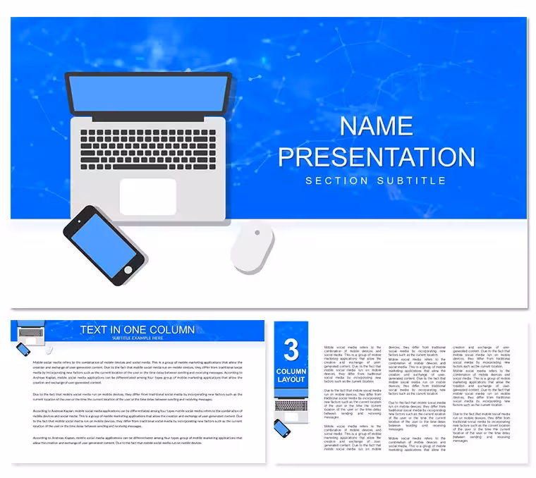 New Technologies: laptop, smartphone PowerPoint template