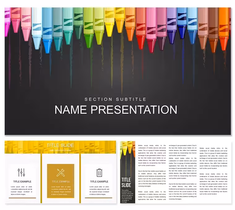Colored Children`s Pencils PowerPoint Template: Spark Young Minds in Education