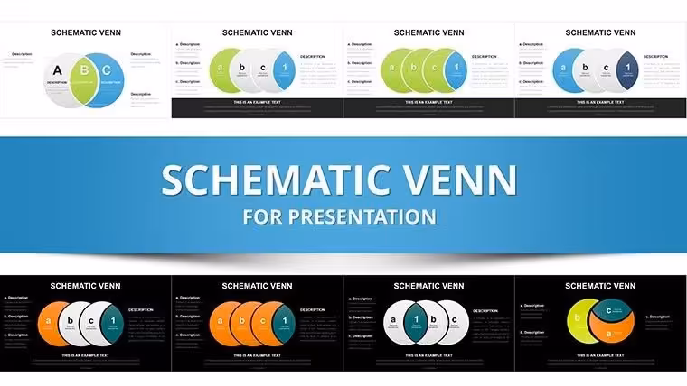 Schematic Venn Diagram PowerPoint Template