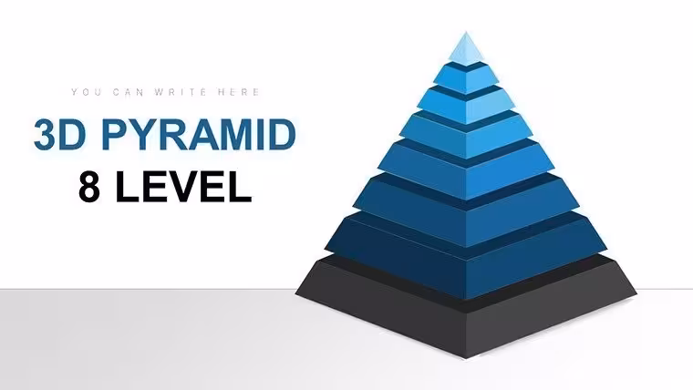 8-Level 3D Pyramids PowerPoint Charts Template: Visualize Hierarchies with Depth
