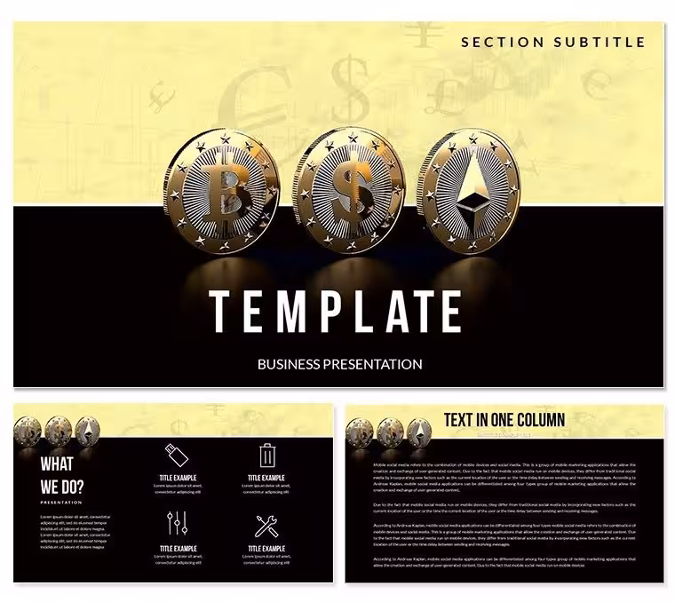 Cryptocurrency PowerPoint Template: Bitcoin, Ethereum, Litecoin