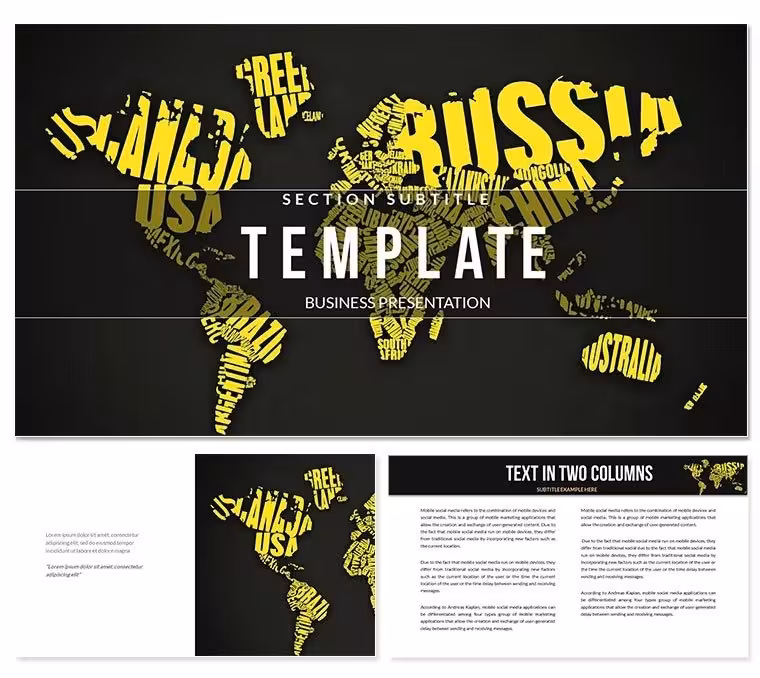 World Map with Names of Countries PowerPoint template