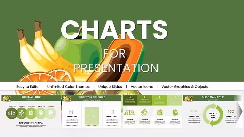 Vibrant Fruits Keynote Charts Template - Fully Editable | Instant Download