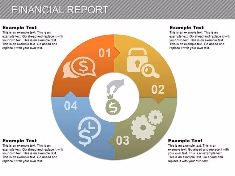 Pie Financial Report Charts for Architecture Firm Budgets in PowerPoint