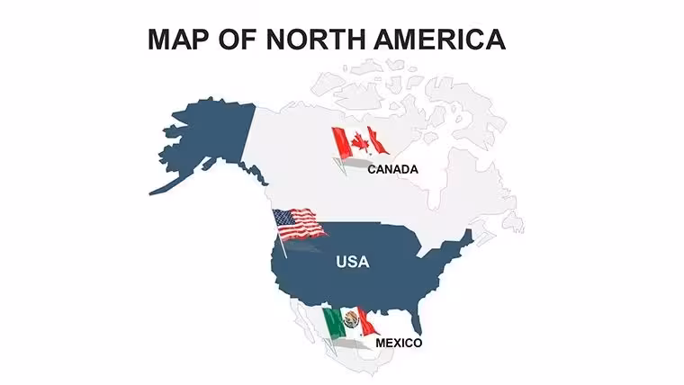 North America Editable Map Keynote Template: Charting Continental Connections