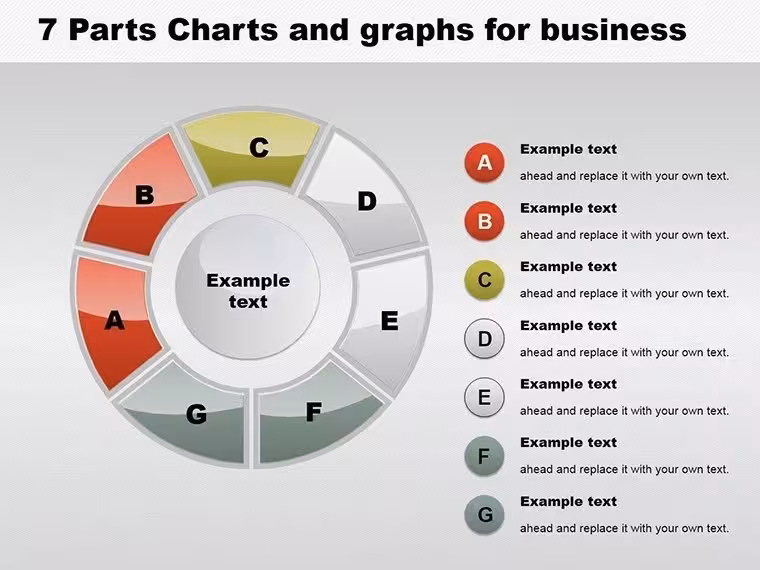 7-Part Pie Graphs PowerPoint Template: Detailed Data Mastery