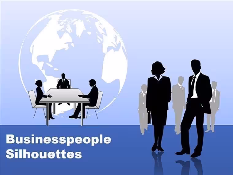 Dynamic Business Silhouettes PPT Charts Template | Fully Editable Slides for Board Meetings