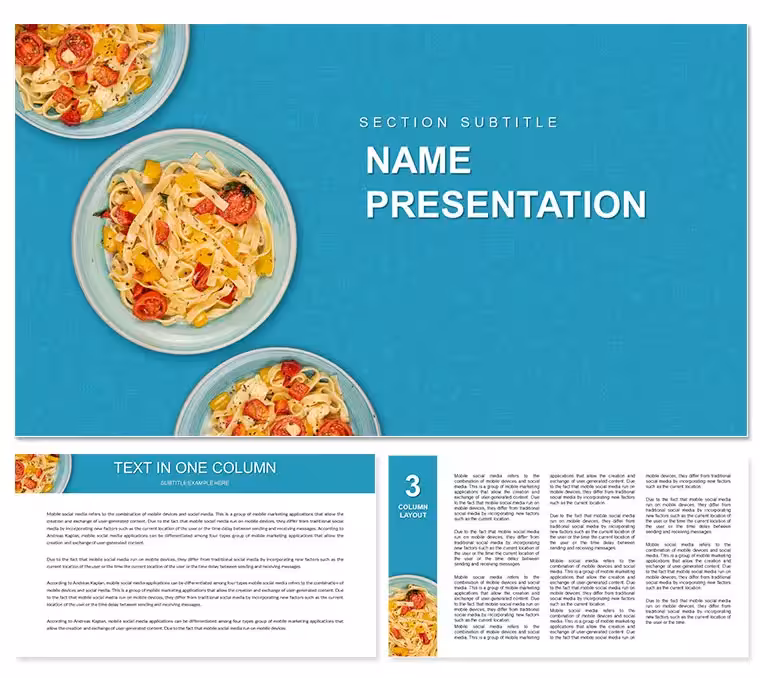 Chicken and Tomato Pasta PowerPoint Template for Presentation