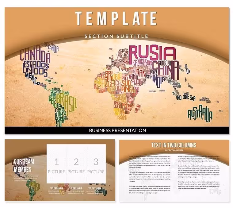 Artistic World Map PowerPoint Template