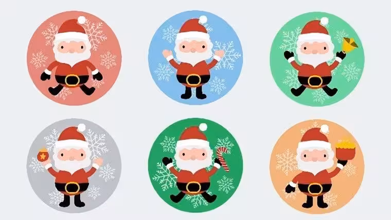 Festive Santa Claus Stickers for PowerPoint