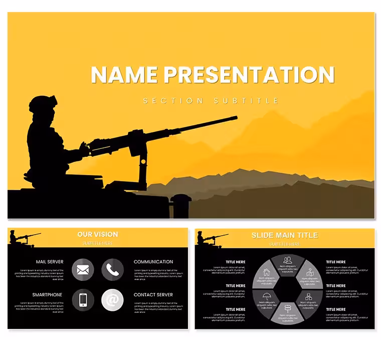 Military Machine Gun PowerPoint Template: Firepower in Focus