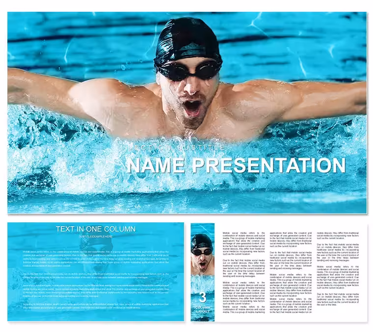 Butterfly Swimming, Butterfly Stroke PowerPoint template