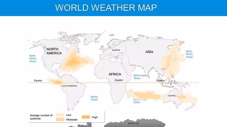 Cyclones: hurricanes, tornadoes PowerPoint Map