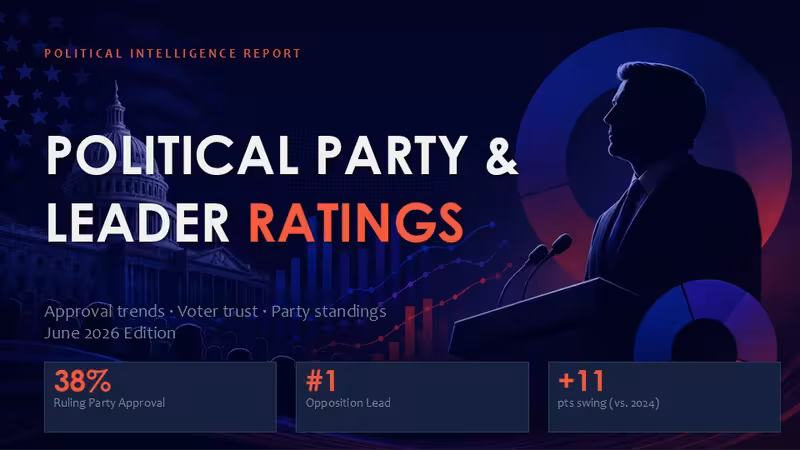 Political Party and Leader Ratings PowerPoint Template with Editable Charts