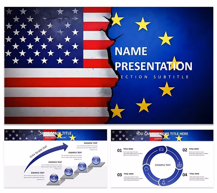 Geopolitics: US-EU Relationship PowerPoint Template - Bridge the Atlantic