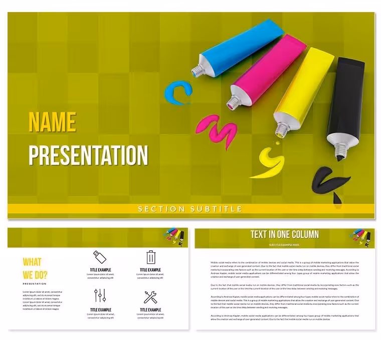 CMYK Paint Tubes PowerPoint Template Presentation