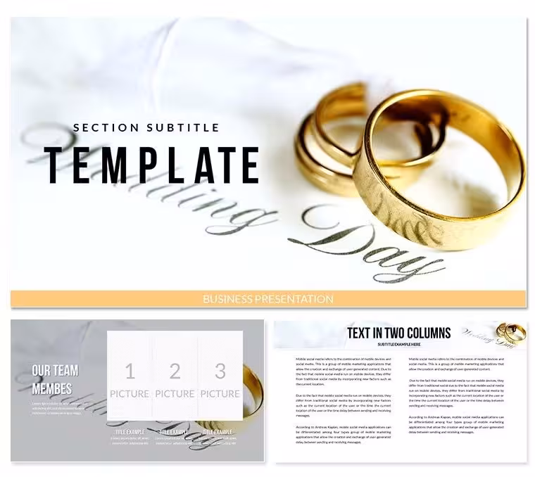Wedding: Gold Engagement Rings PowerPoint templates