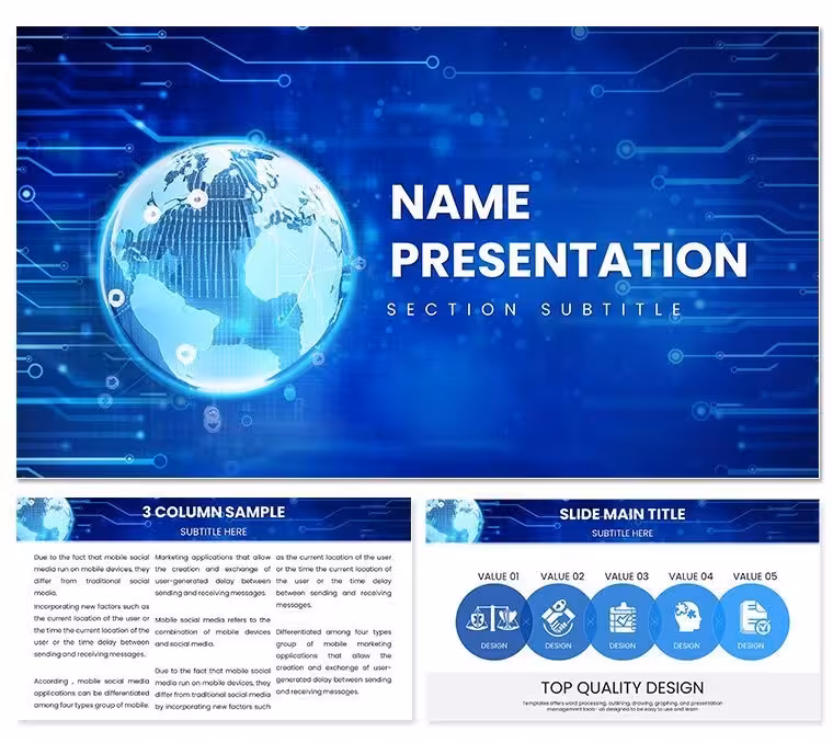 Worldwide Internet Network PowerPoint Template: Weave Digital Threads Visually
