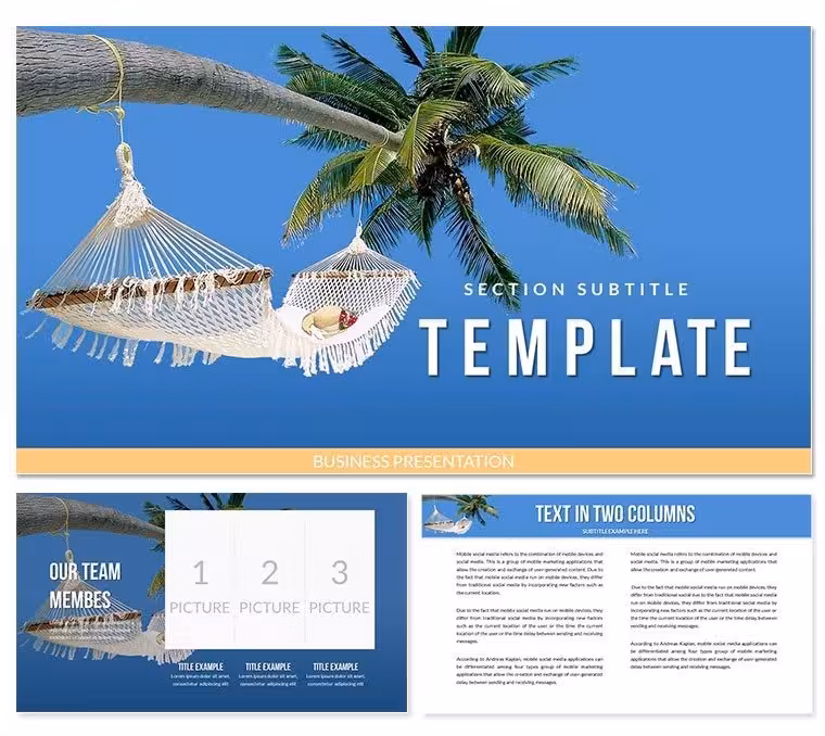 Recreation: beach, palm tree PowerPoint template