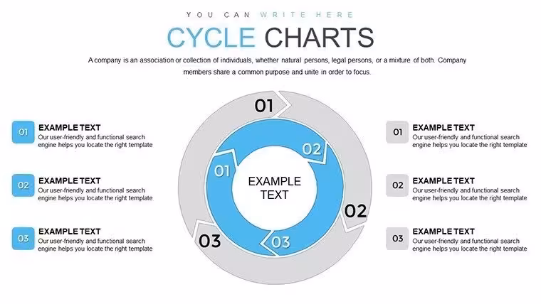 Editable Cyclic Double Rings PowerPoint Charts Template