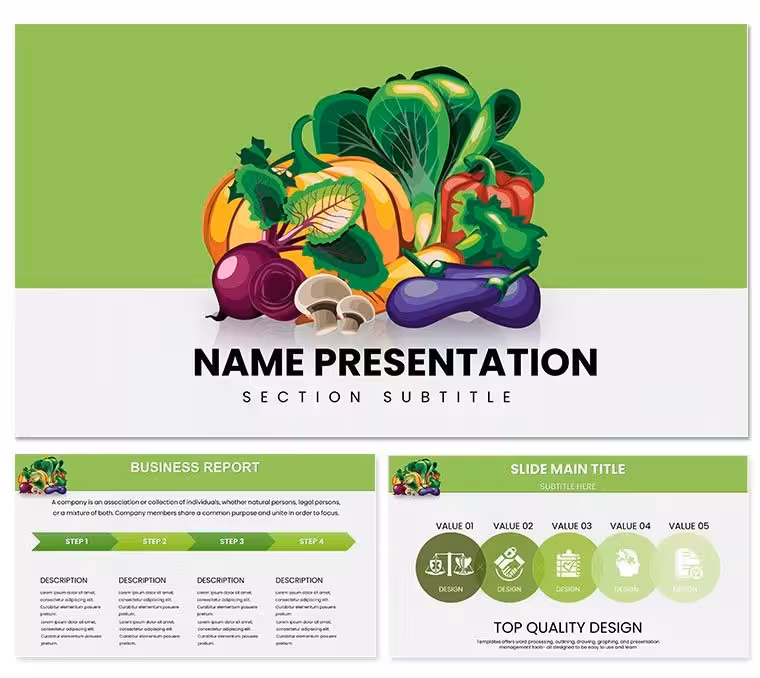 Vegetables and Greengrocery PowerPoint Template: Root Your Ideas in Fresh Design