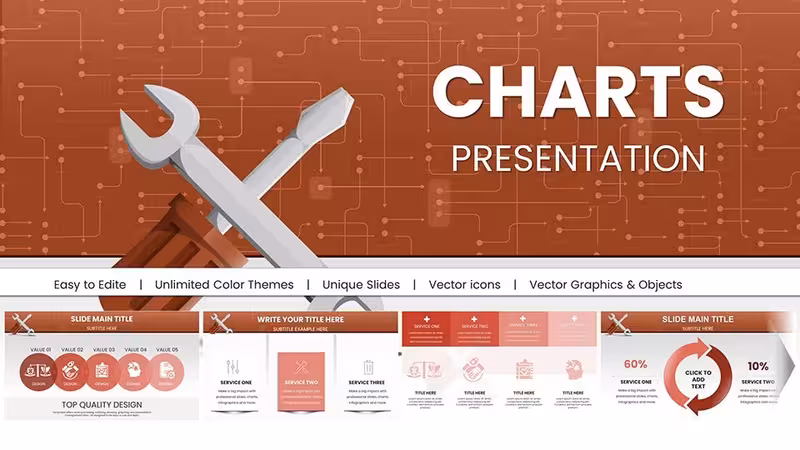 Repair Service PowerPoint Charts: Technical Diagnostic Template