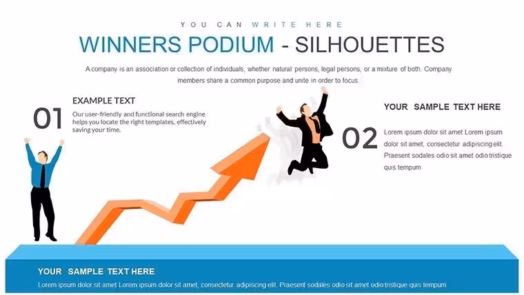 Winners Podium Silhouettes PowerPoint Charts: Celebrate Achievements with Style