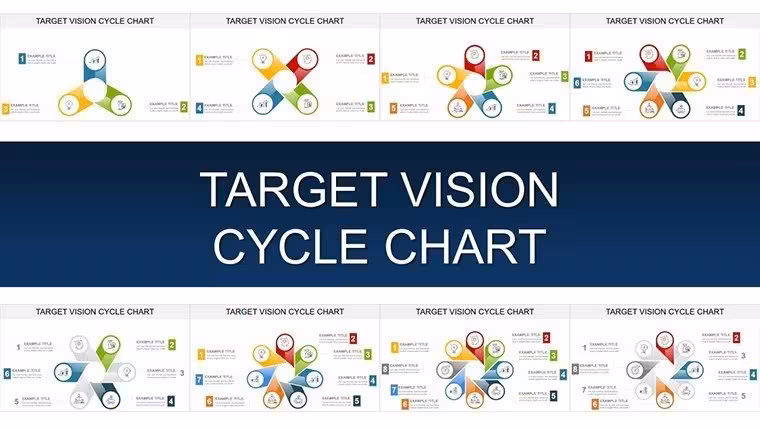Illuminate Strategy with Target Vision Cycle PowerPoint Charts