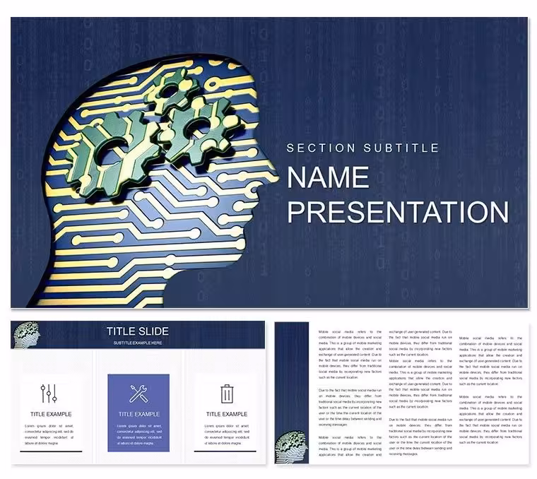 Knowledge Learning Mind PowerPoint Template: Minds in Motion