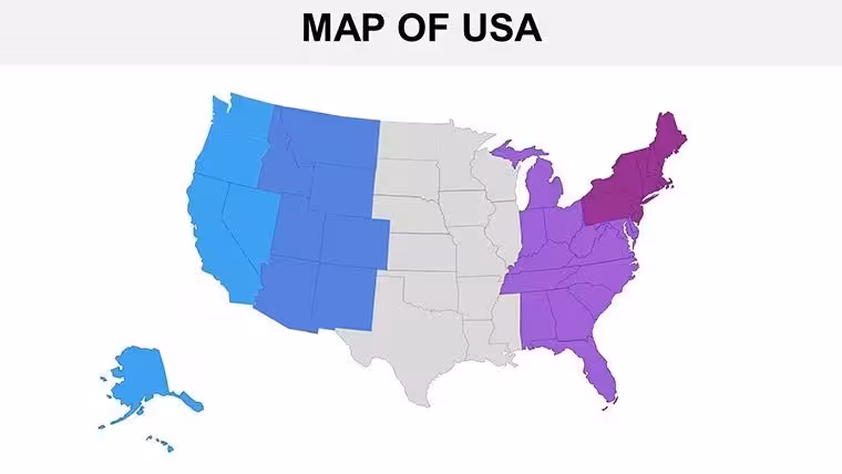 Editable USA States Maps Keynote Template: Visualize Regional Insights Effortlessly