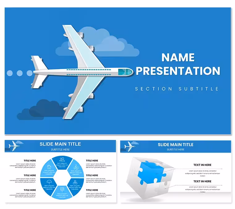 Airplane Flights PowerPoint Template for Aviation Pros