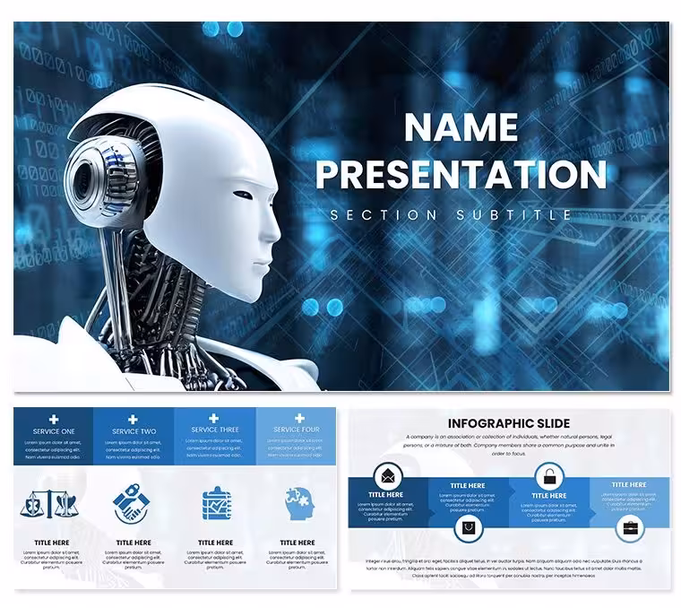 Robot Artificial Intelligence Rings PowerPoint Template | Presentation