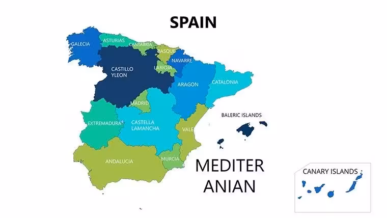 Spain Map Keynote Template - Instant Download