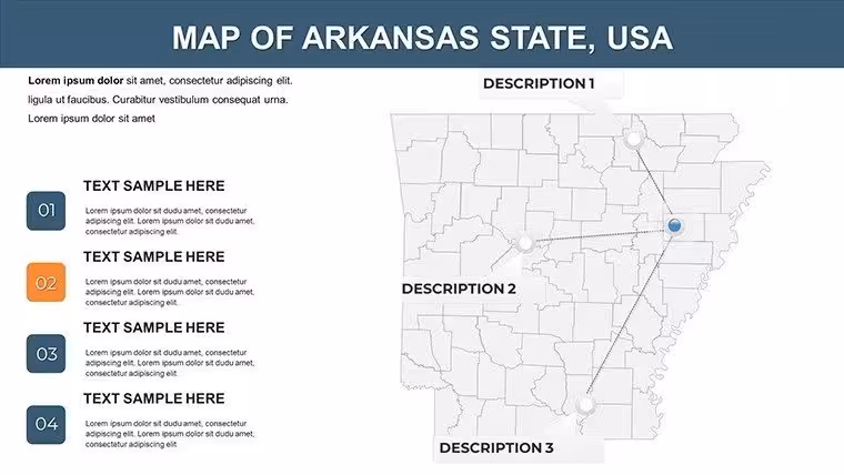 State USA Arkansas with Counties PowerPoint maps